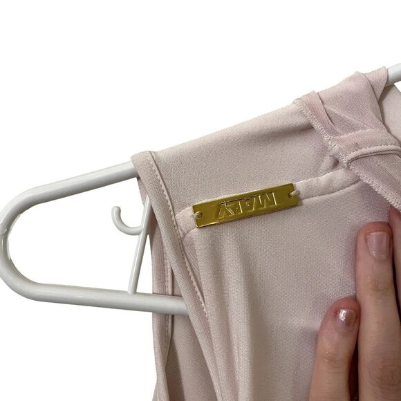 Maly sleeveless powder pink high low ruffle top summer v-neck business casual - Picture 3 of 7